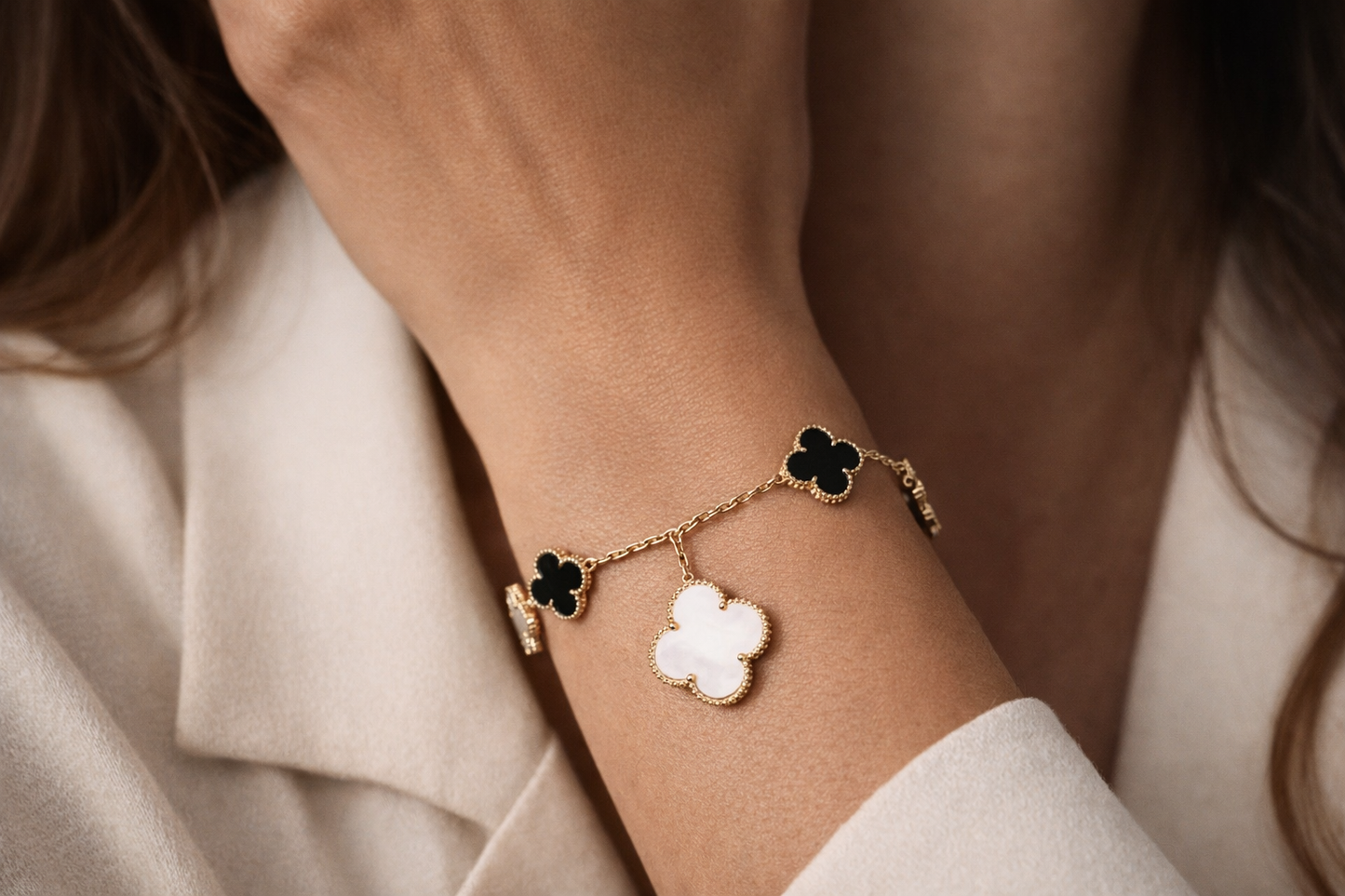Gold Clover Motif Bracelet
