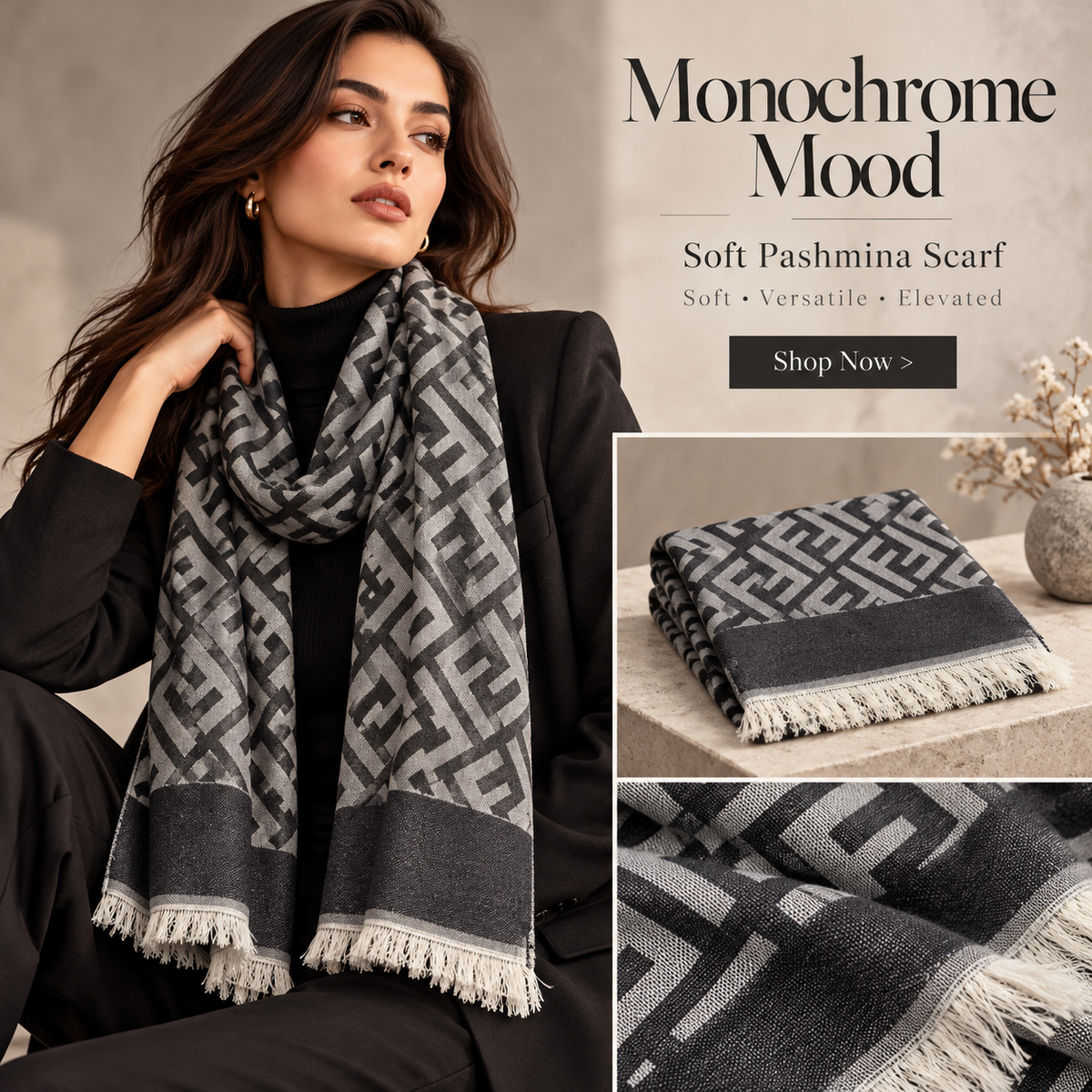 Geometric Pashmina Scarf
