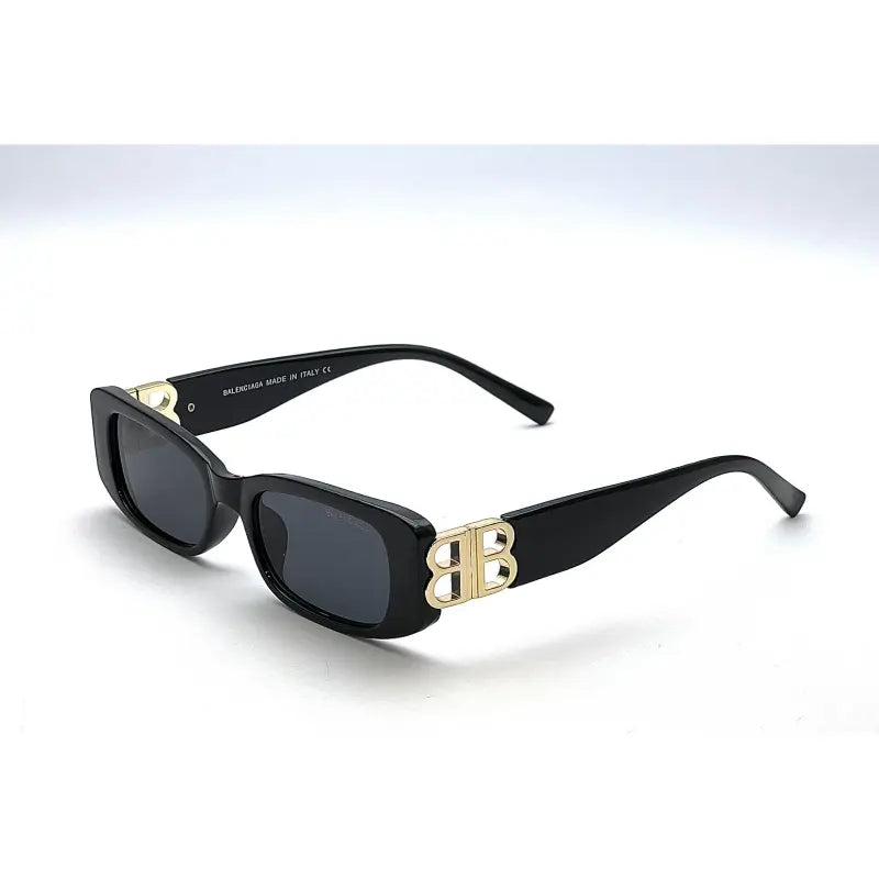 Rectangular Black Sunglasses – Luxury Gold Temple Statement Shades