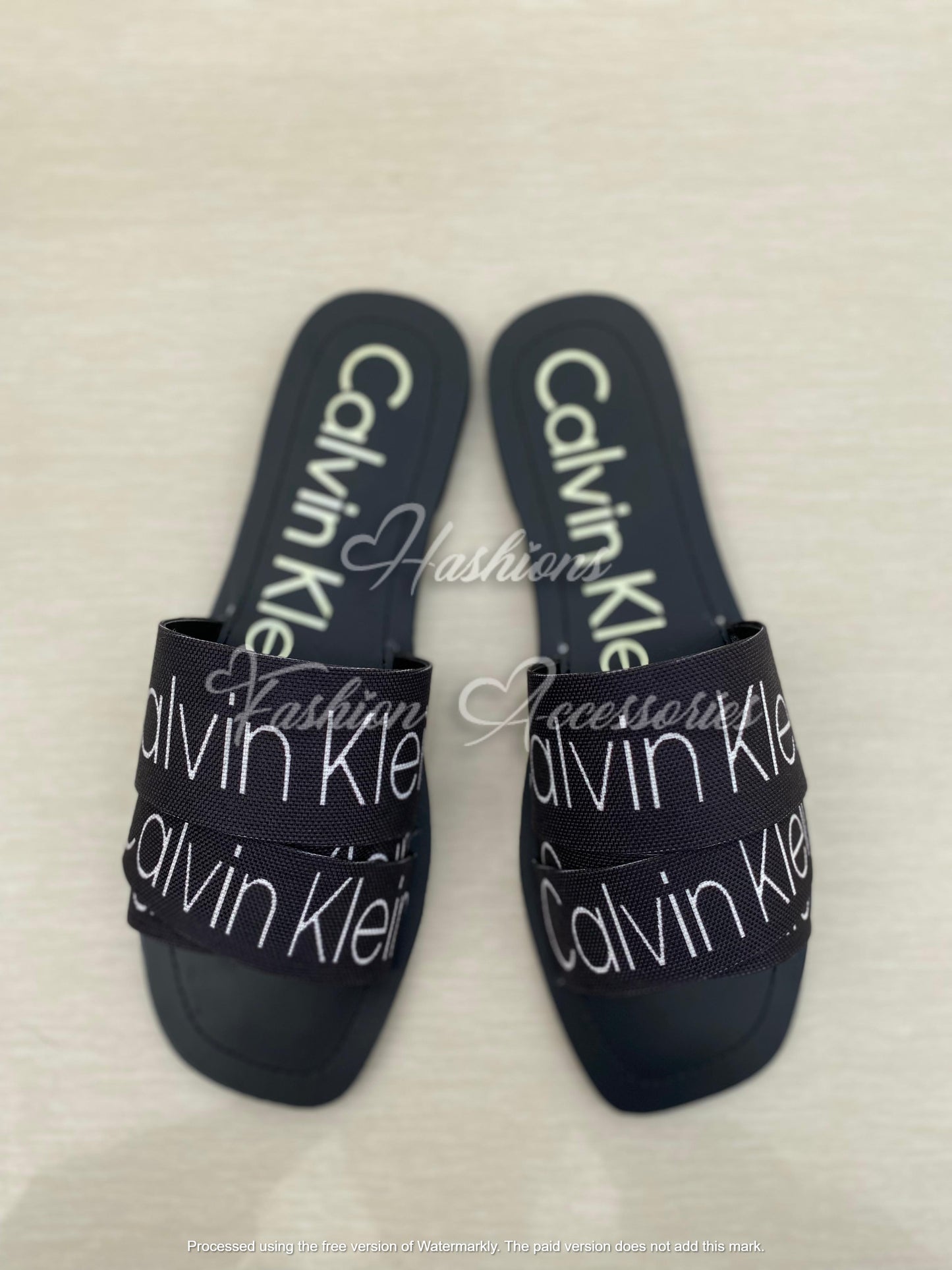 Minimalist Double Strap Logo Flats – Beige & Black | Trendy Slip-On Sandals for Women