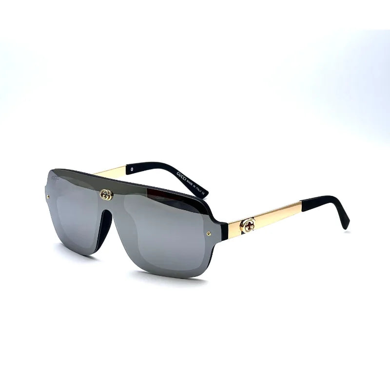 Oversized Shield Sunglasses for Men & Women – Black Gold UV400 Statement Shades