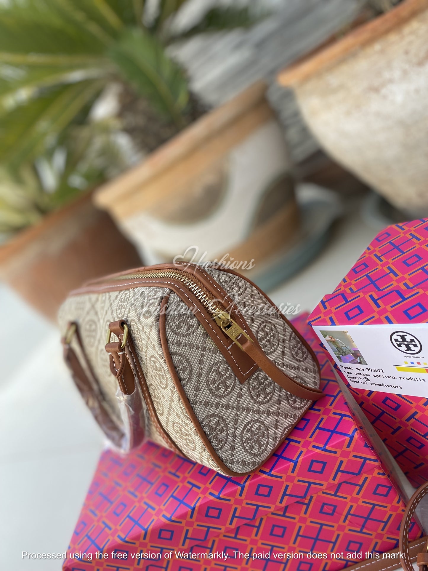 Mini Boston Monogram Barrel Bag – Top-Handle Crossbody (Detachable Strap)