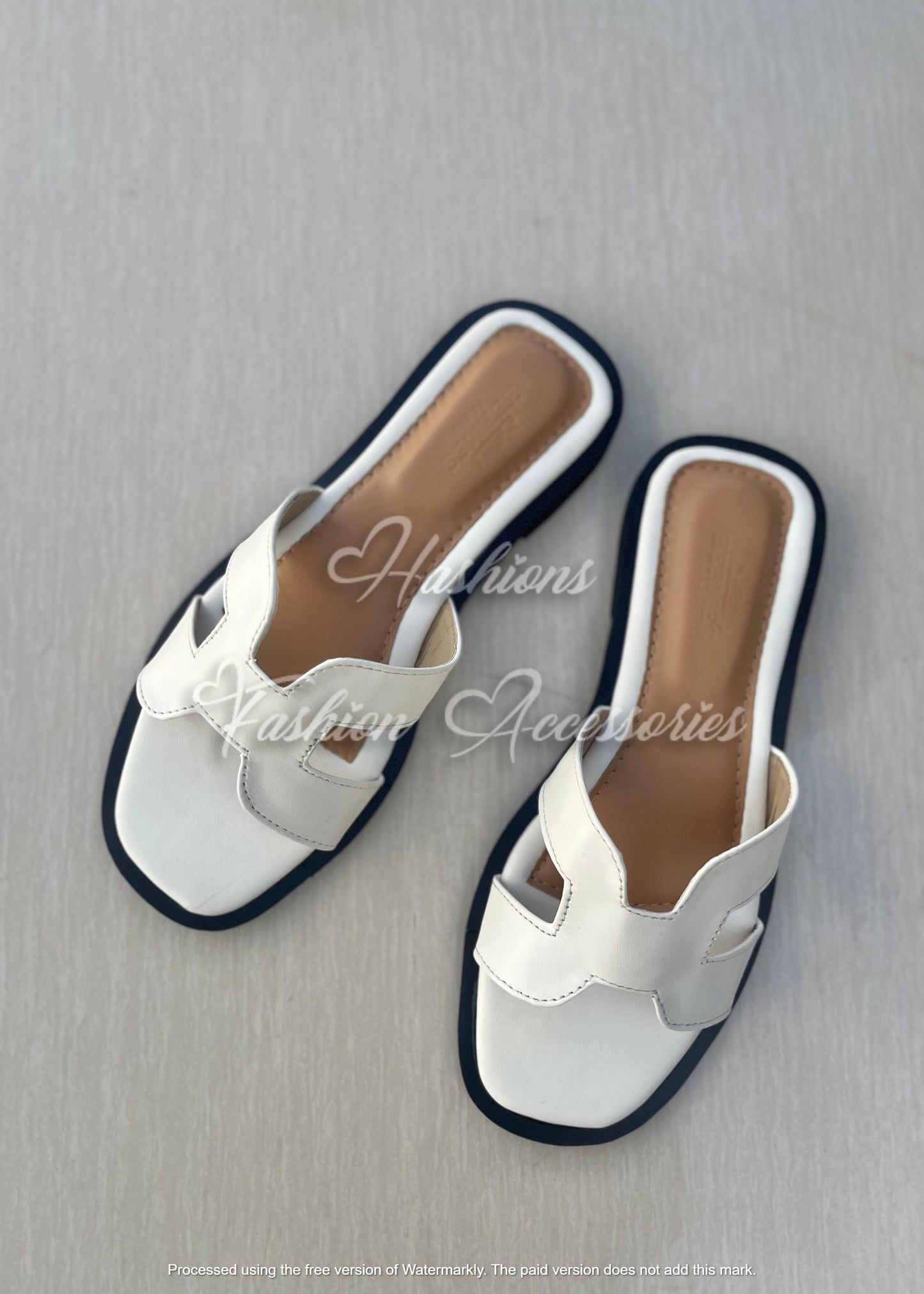 Everyday Comfort H-Strap Slides – Women’s Minimal Flats (Tan, Black & White)