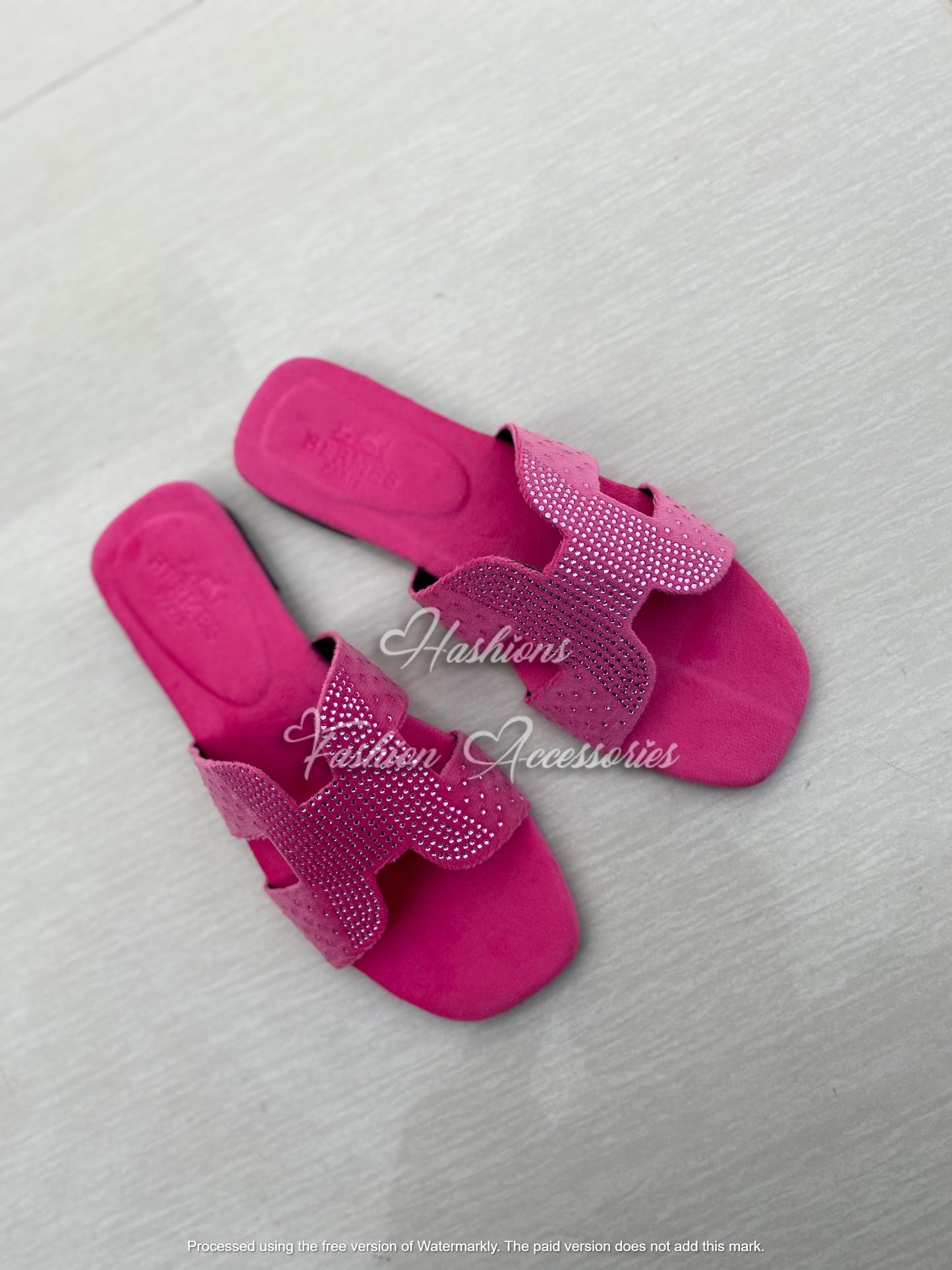 Suede Studded H-Strap Slide Sandals - Nude Comfort Flats