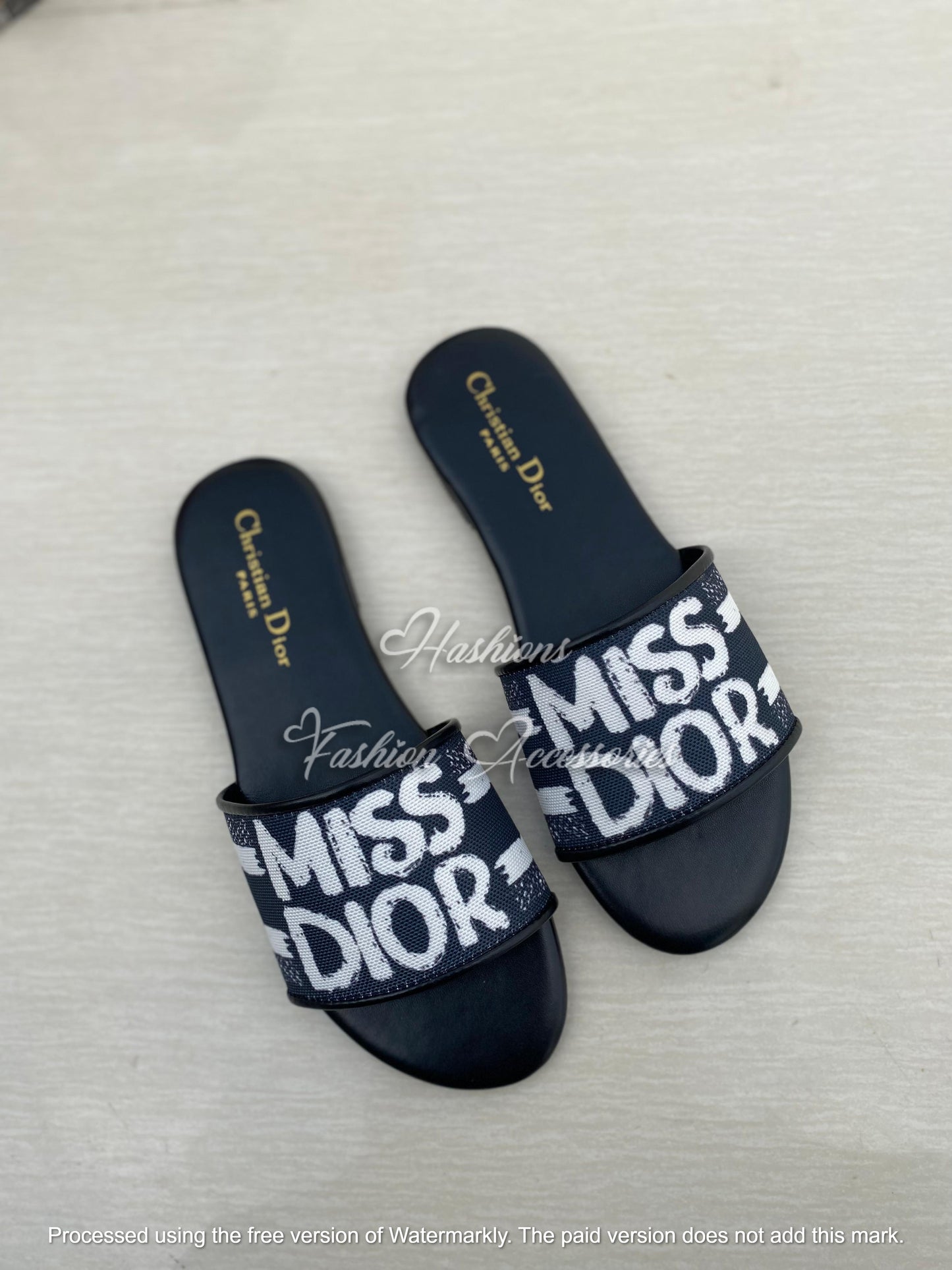 Miss Dior Graphic Slides – Bold Logo Flat Sandals