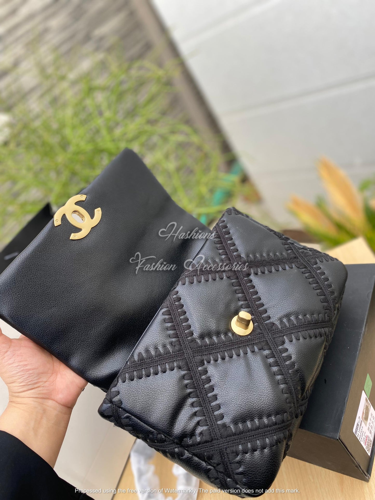 CHAN-EL Flap Bag 19 (Crochet) - Black