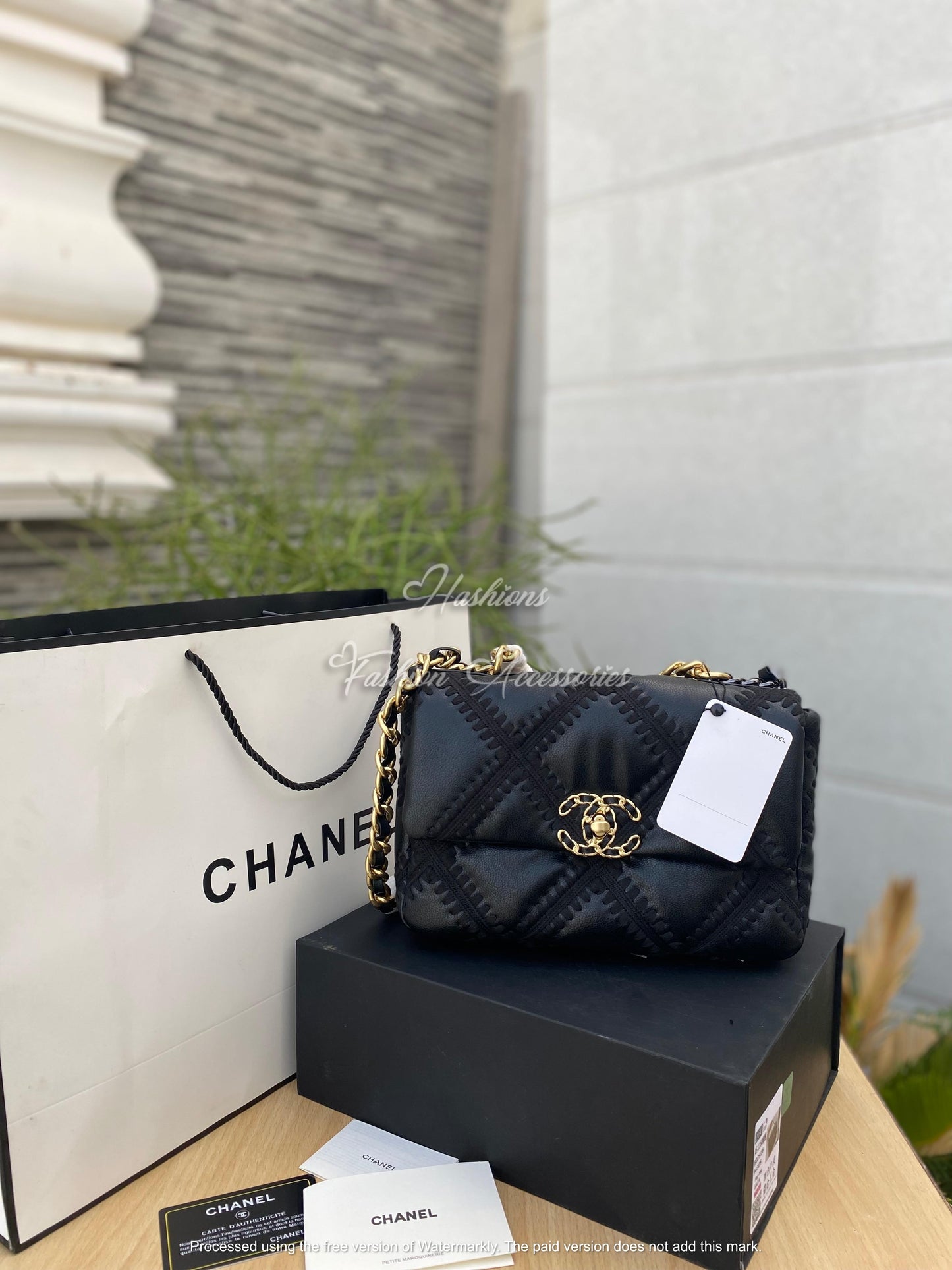 CHAN-EL Flap Bag 19 (Crochet) - Black