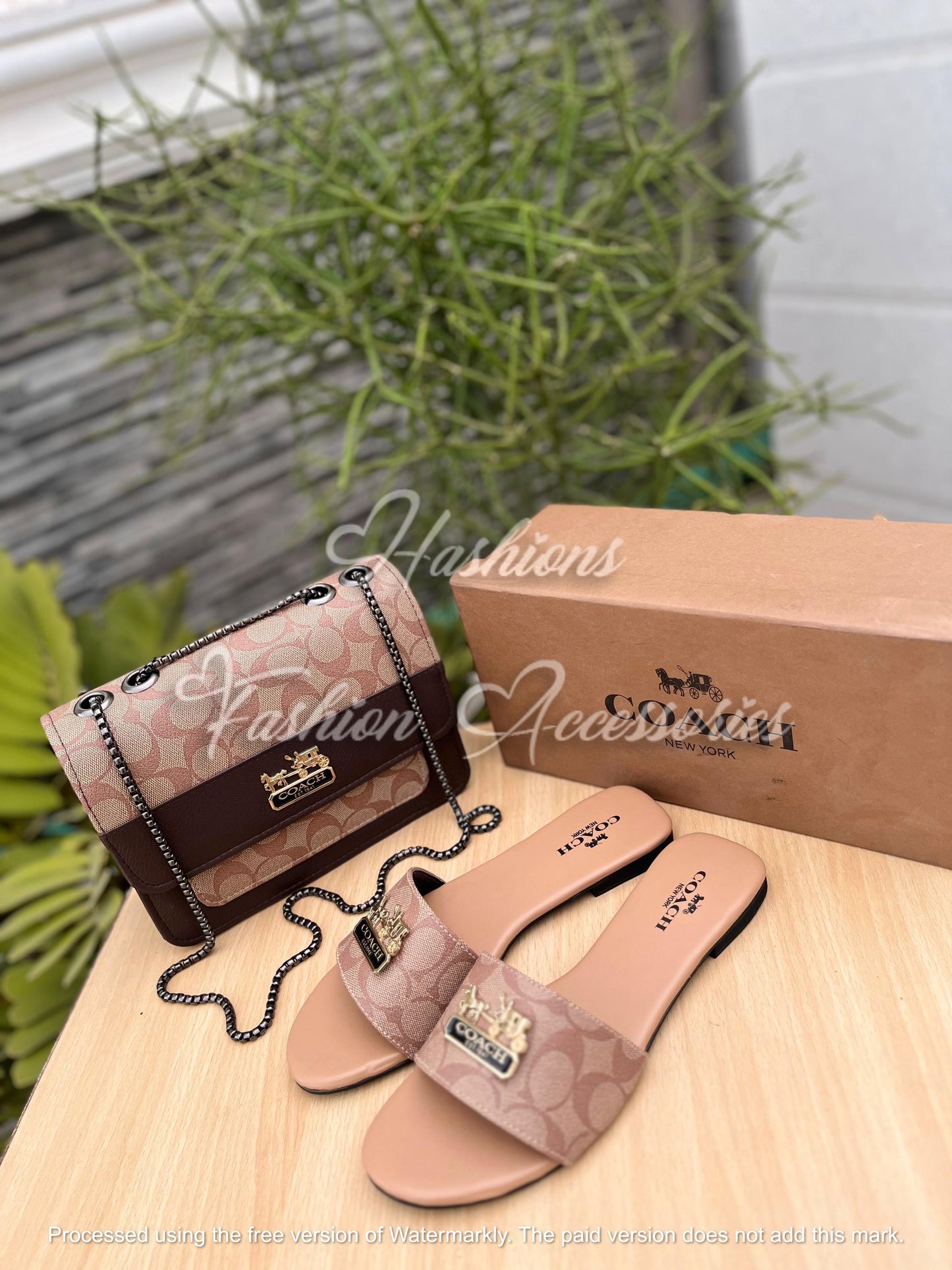 Coach Blush Monogram – Bag & Slide Set