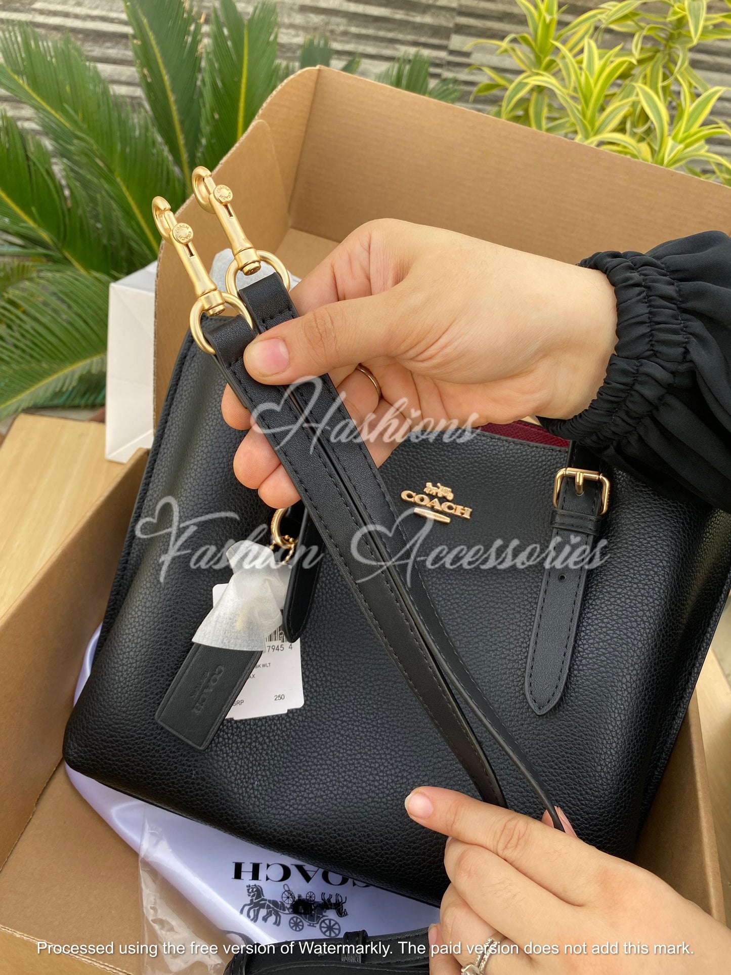 Coach Midnight Black Tote – with Luxe Red Interior