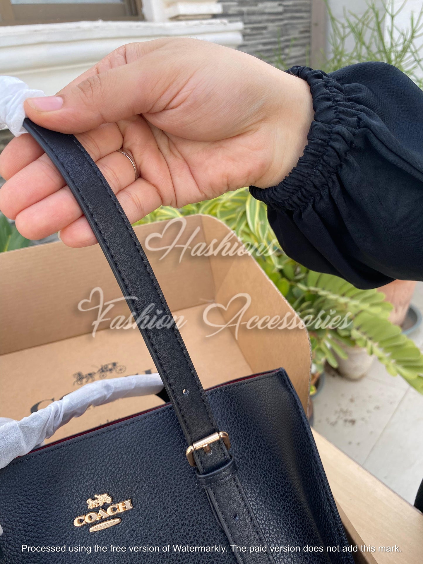 Coach Midnight Black Tote – with Luxe Red Interior