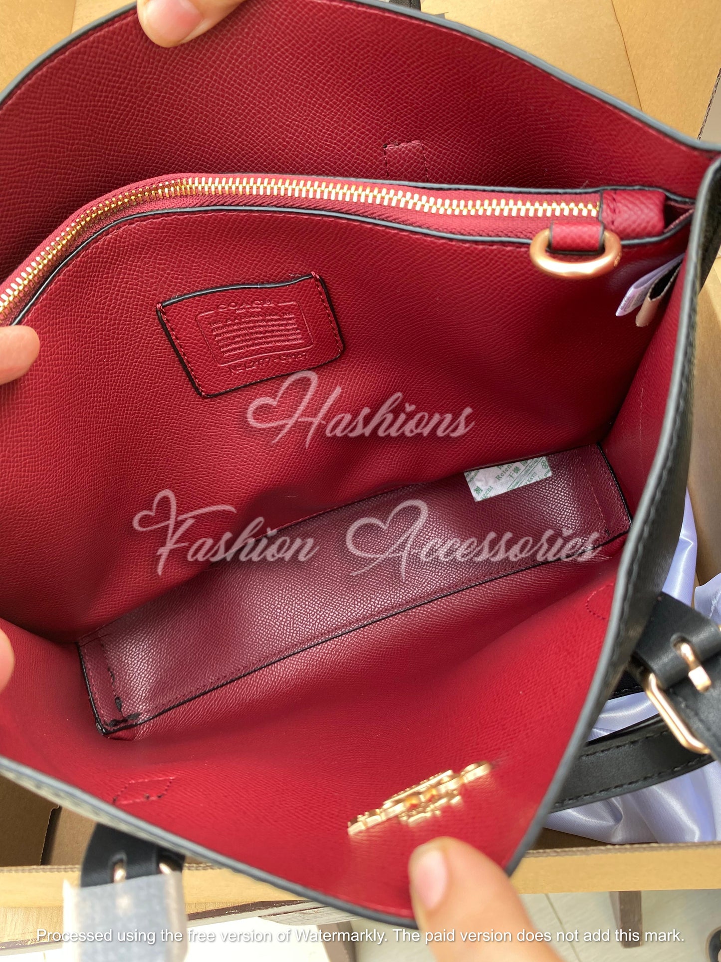 Coach Midnight Black Tote – with Luxe Red Interior