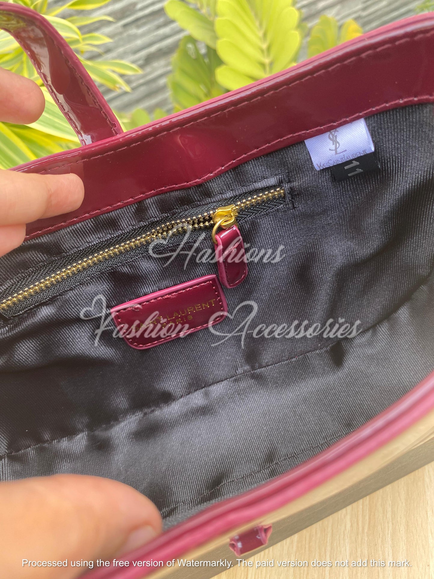YSL Burgundy Patent Hobo Bag