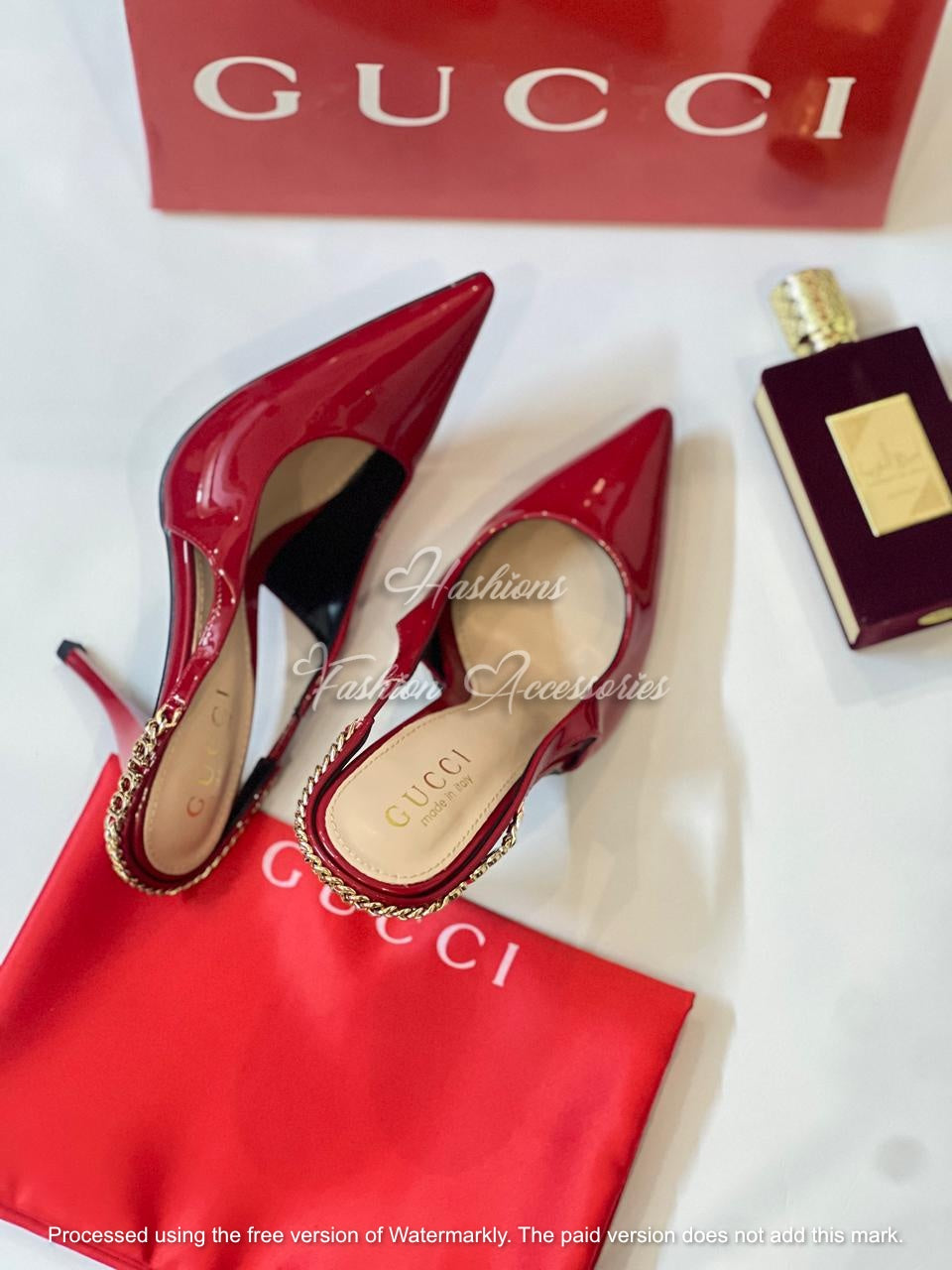 Chain-Back Patent Heels – Women’s Luxury Pointed Toe Pumps (Red & Black)