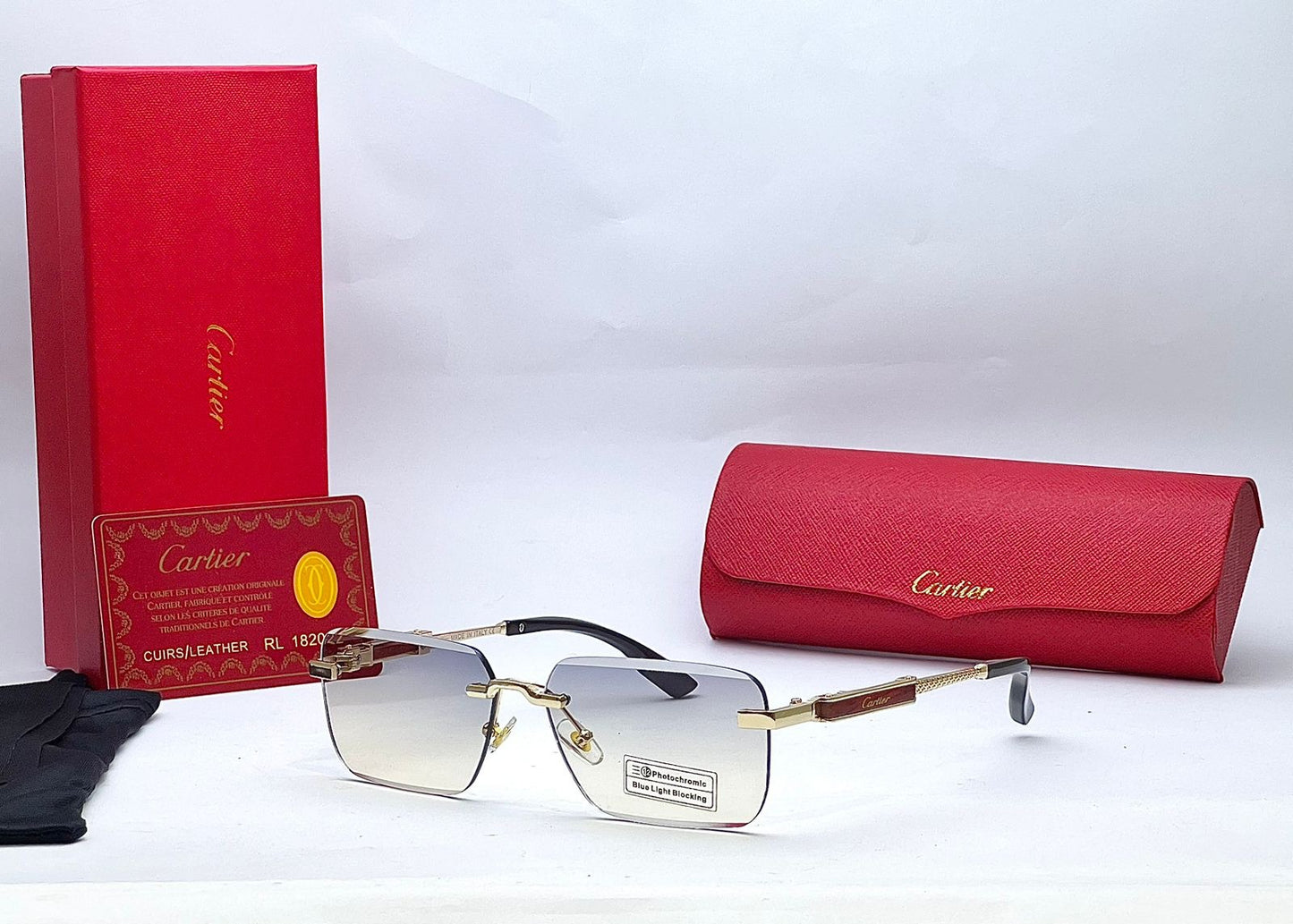 Rimless Rectangle Sunglasses for Men & Women – UV Protection, Blue Light Blocking, Luxury Metal Frame