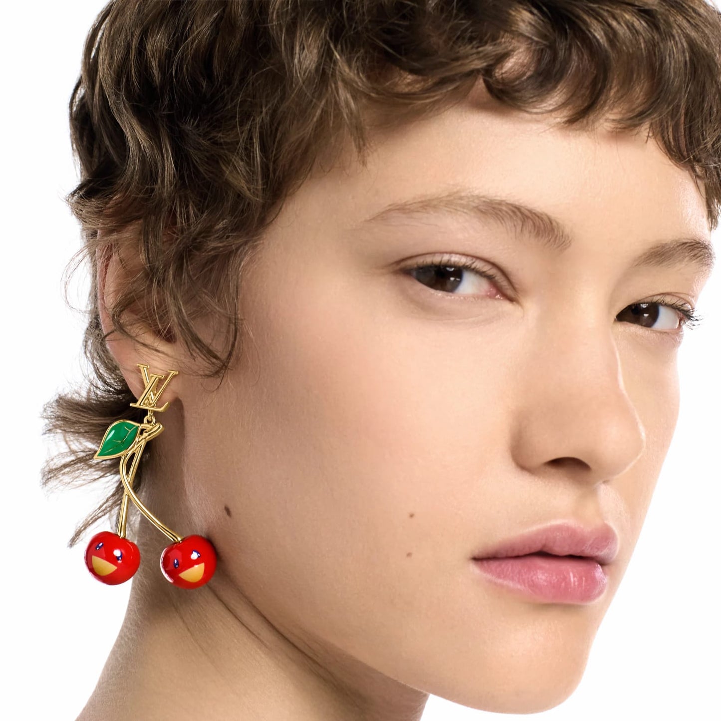 Cherry Drop Earrings for Women – Gold Tone Statement Earrings with Red Cherry Charms
