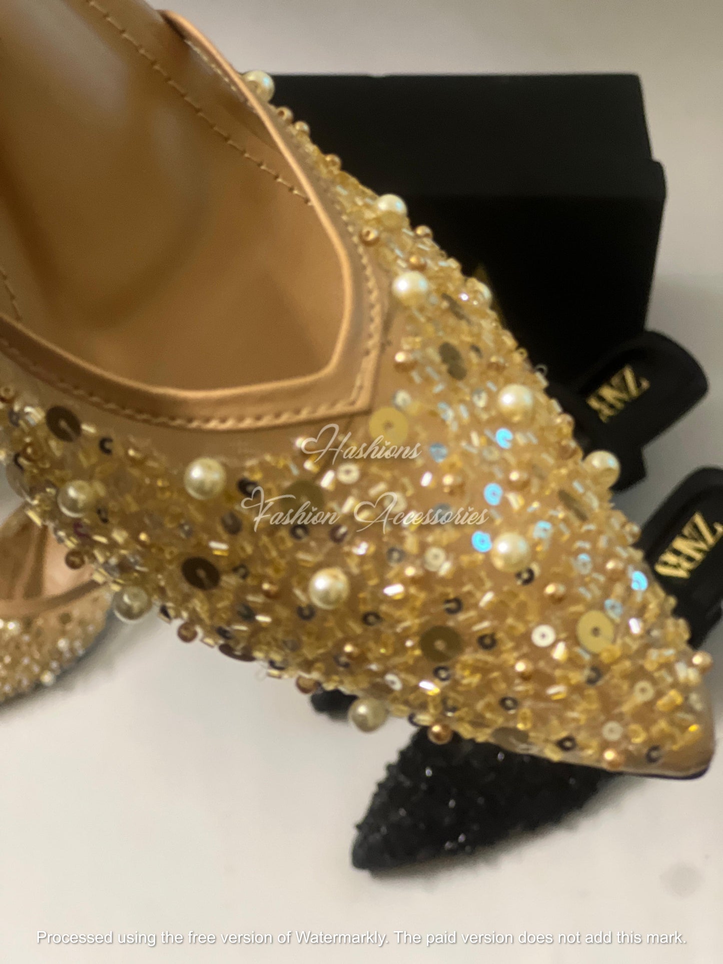 Sequin & Pearl Embellished Pointed Toe Mules | Braided Strap Kitten Heel Slides (Available in Black & Nude)