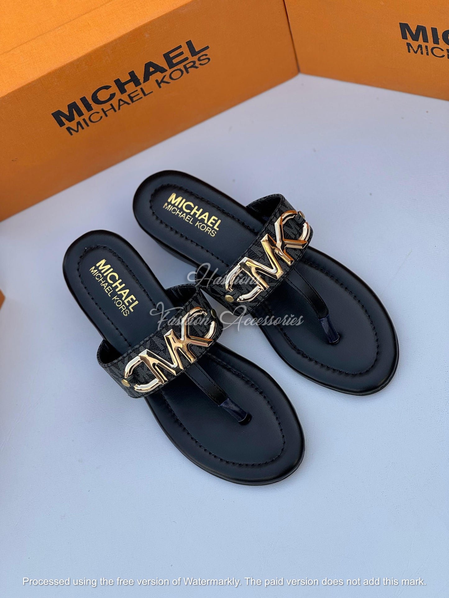 Monogram Chain T-Strap Flats