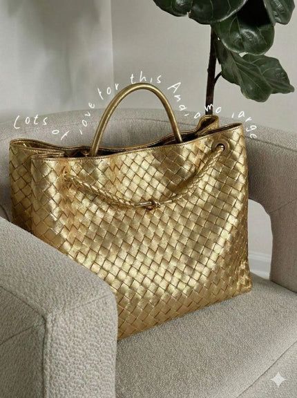 Large Woven Leather Tote Bag - Handcrafted Luxury