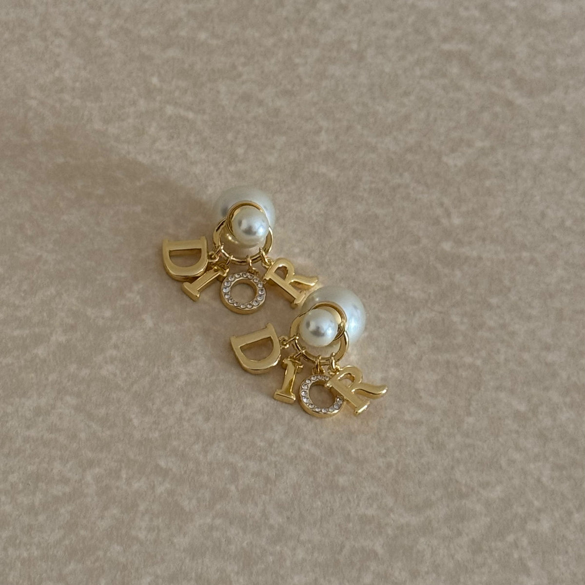Pearl Letter Charm Earrings