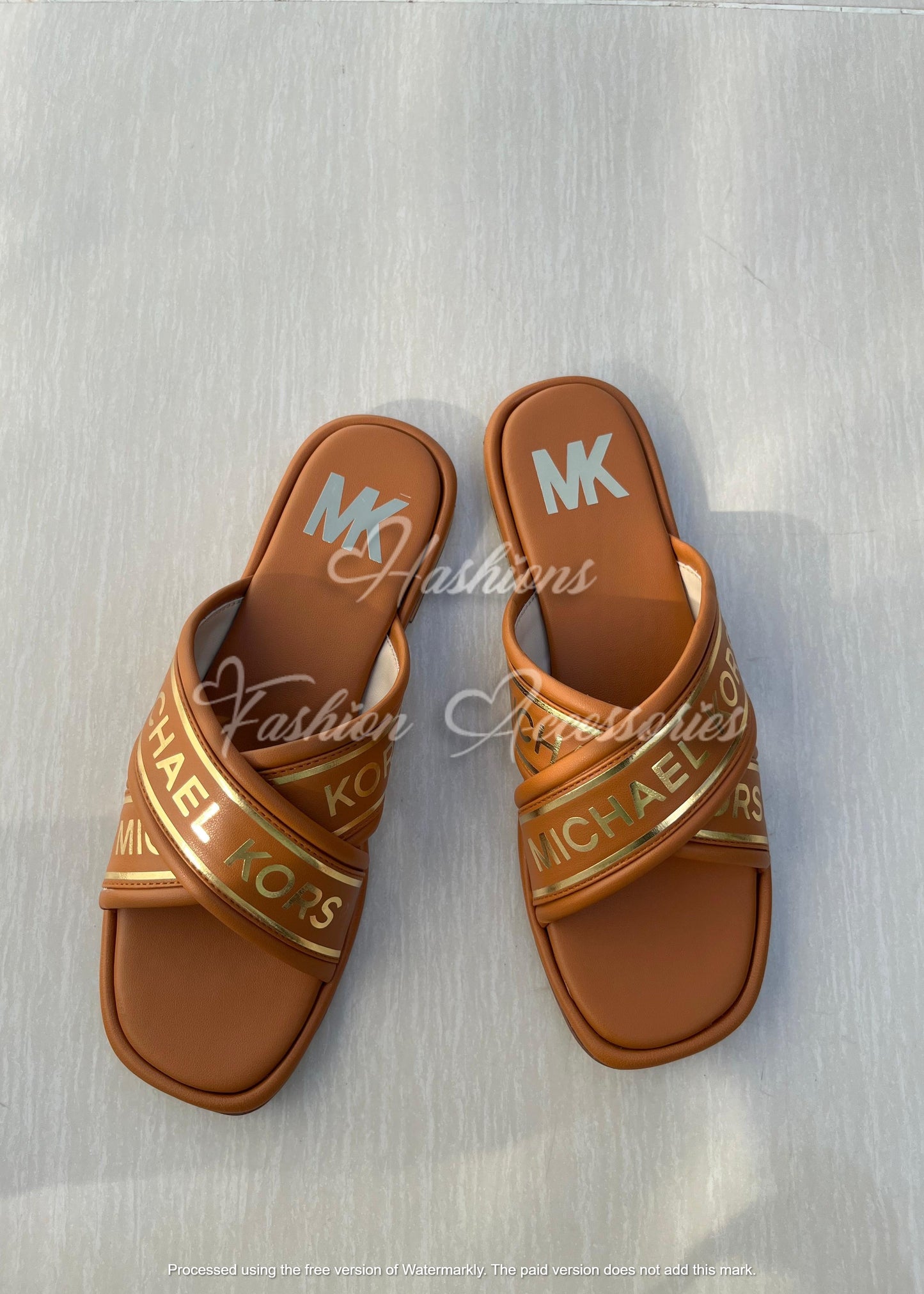 Gold Detail Criss-Cross Slide Sandals - Black Comfort Flats