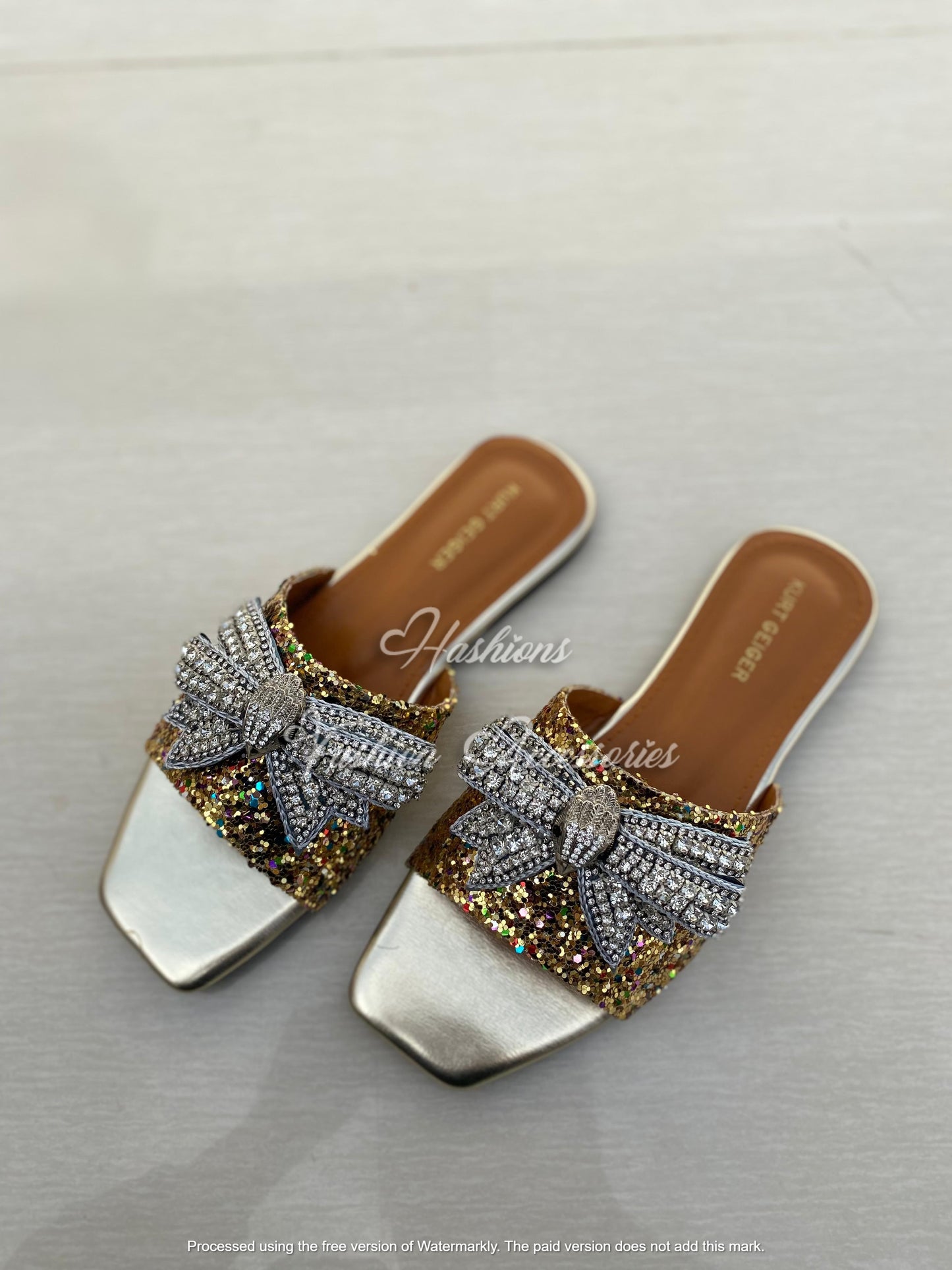 Jeweled Bow Slide Sandals - Black Velvet Square Toe Party Flats