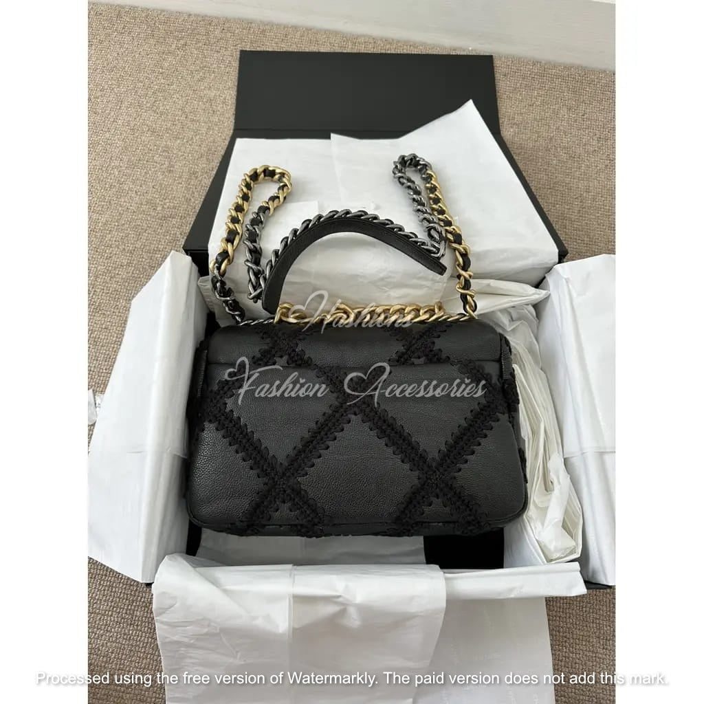 CHAN-EL Flap Bag 19 (Crochet) - Black
