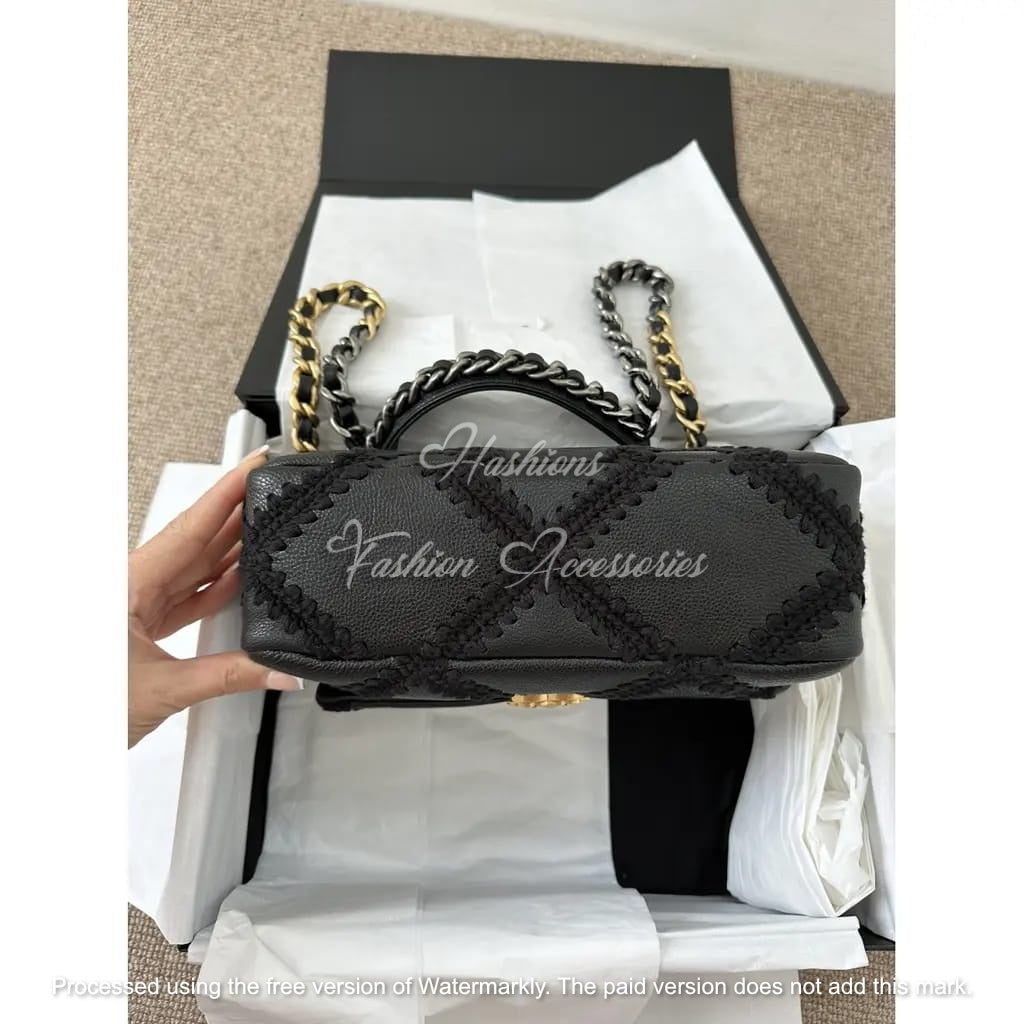 CHAN-EL Flap Bag 19 (Crochet) - Black