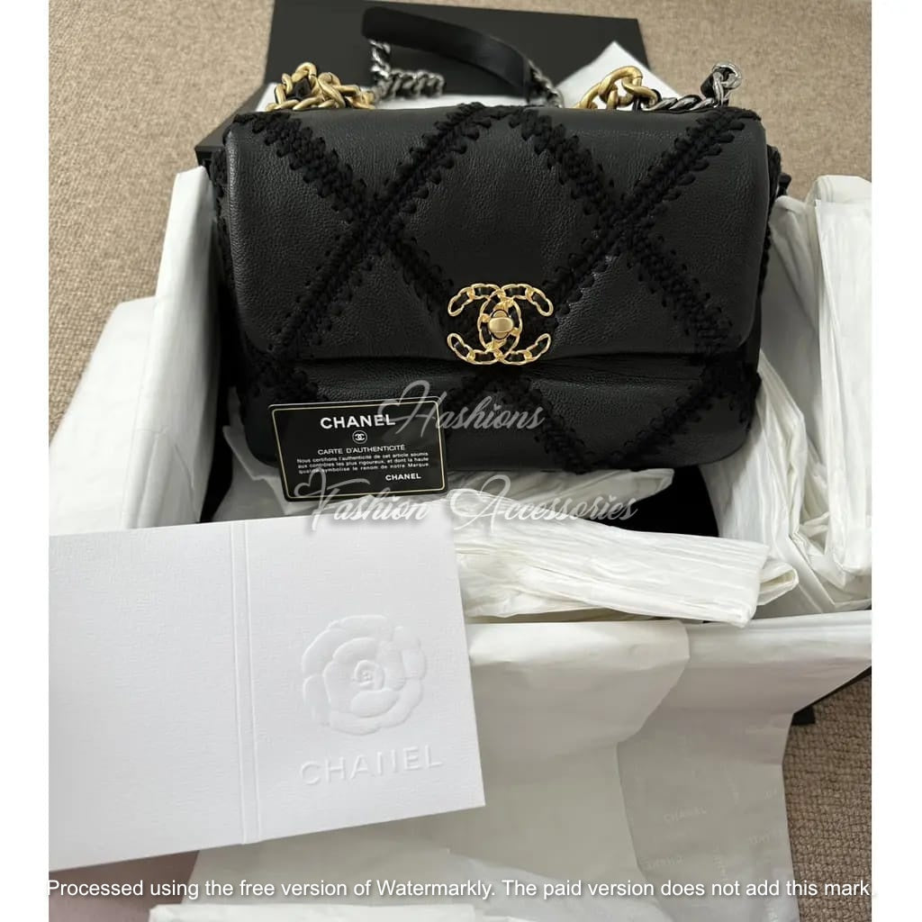 CHAN-EL Flap Bag 19 (Crochet) - Black