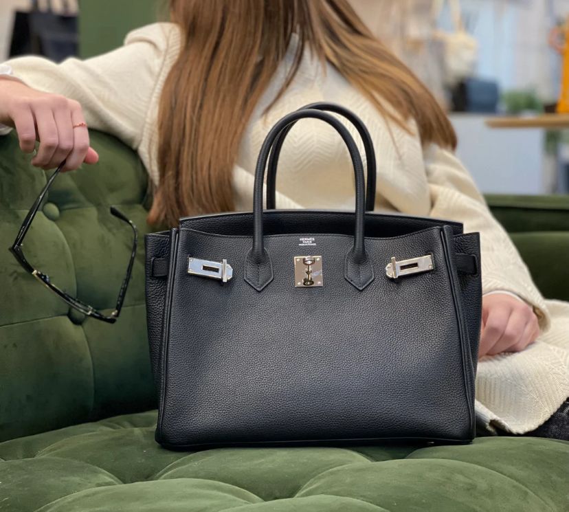 Luxury Togo Leather Top-Handle Tote Bag 30cm – Palladium Hardware
