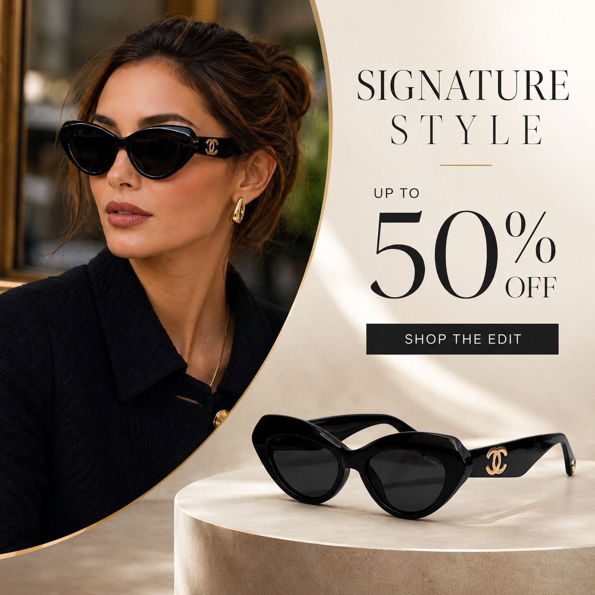 Black Cat-Eye Sunglasses