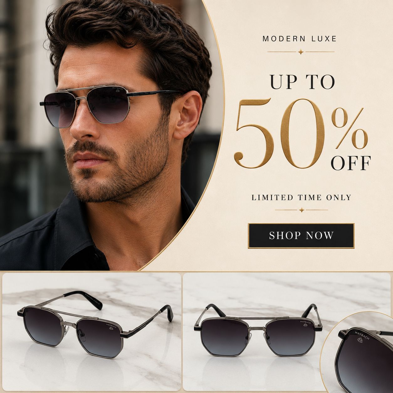 Double Bridge Square Sunglasses
