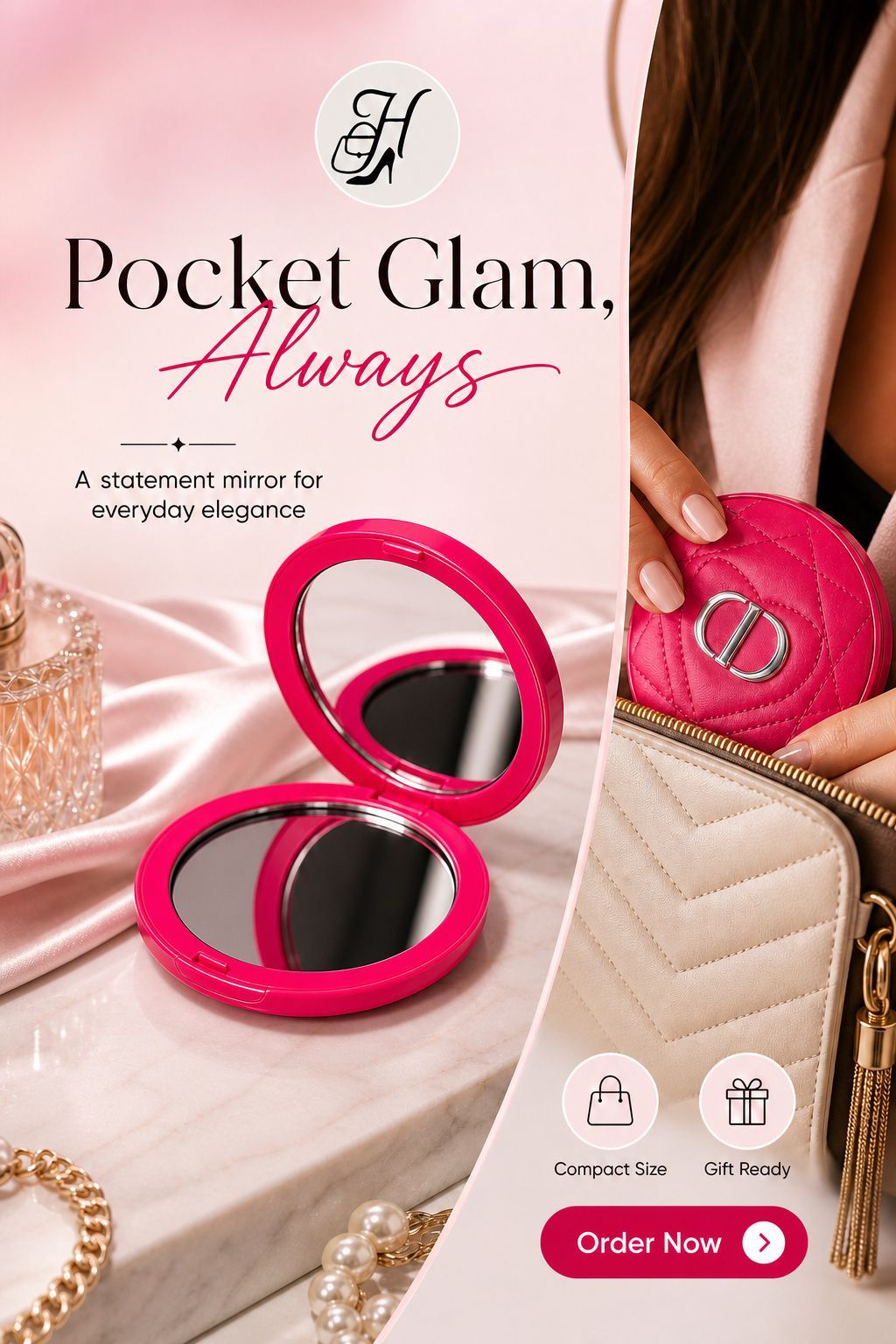 Quilted Makeup Mirror