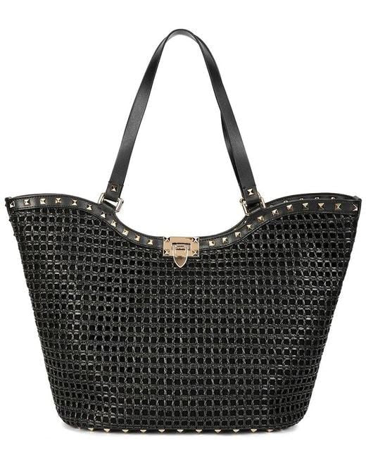 Studded Woven Tote