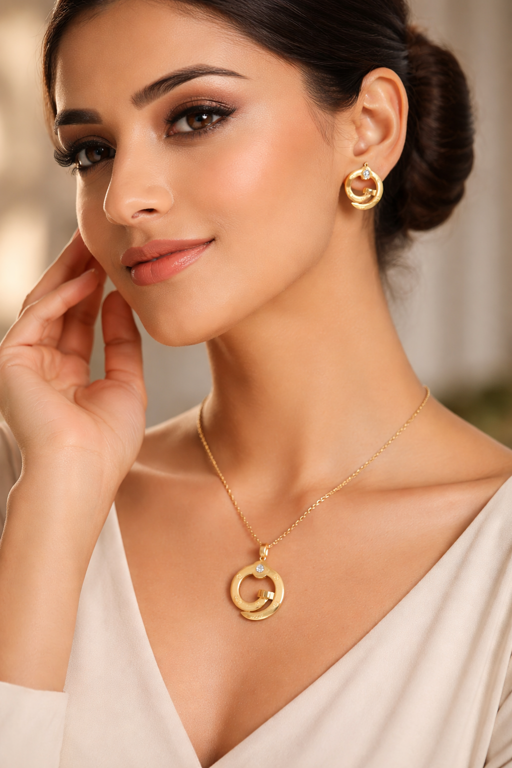 Spiral Screw Necklace & Earrings Set