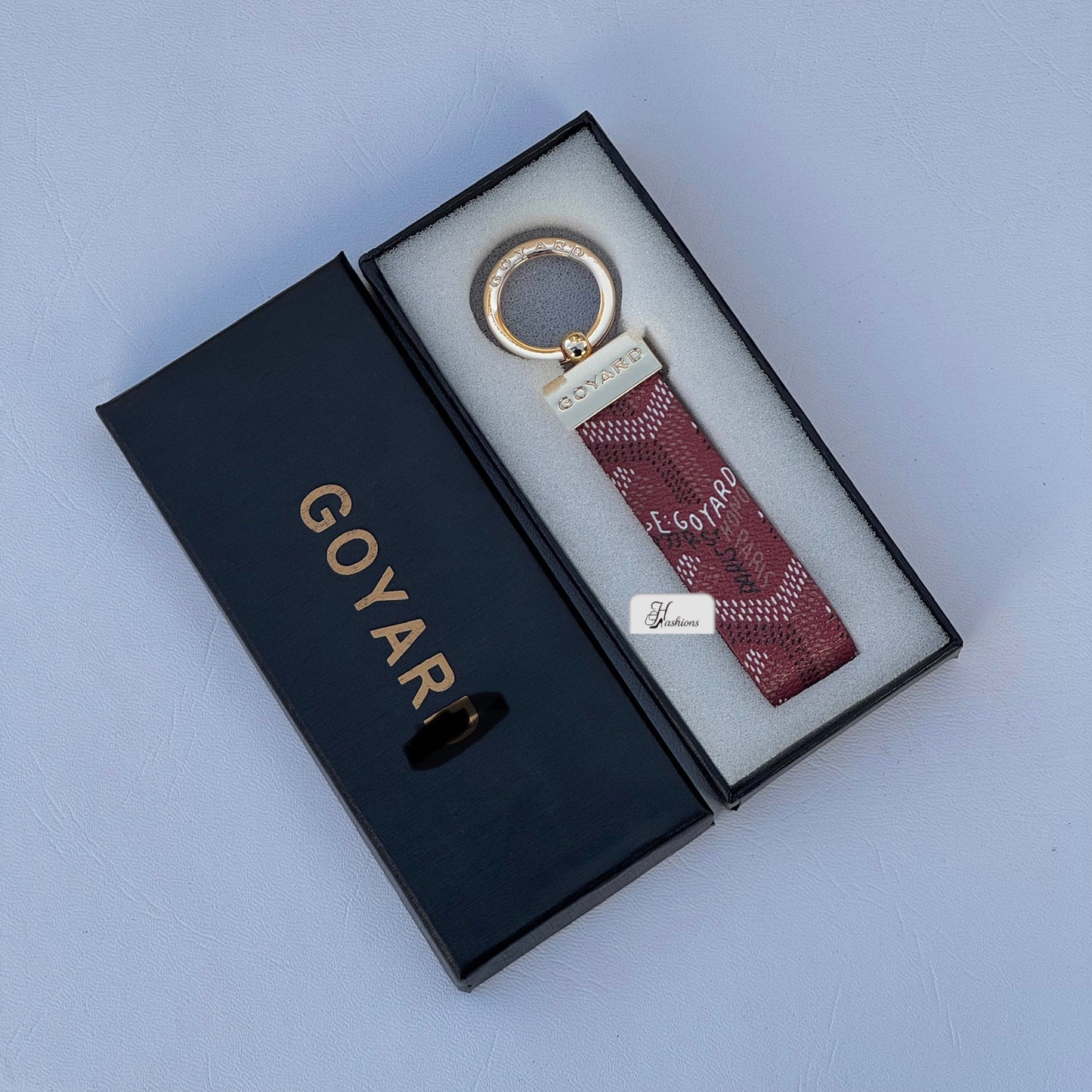 Geometric Pattern Leather Loop Keychain