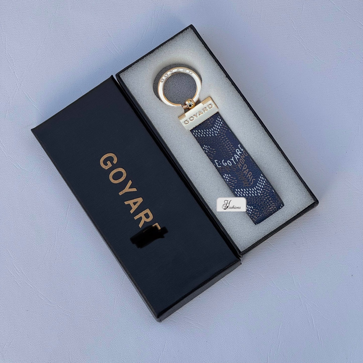 Geometric Pattern Leather Loop Keychain