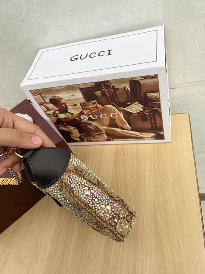 Luxe Crystal Monogram Shoulder Bag