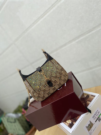 Luxe Crystal Monogram Shoulder Bag