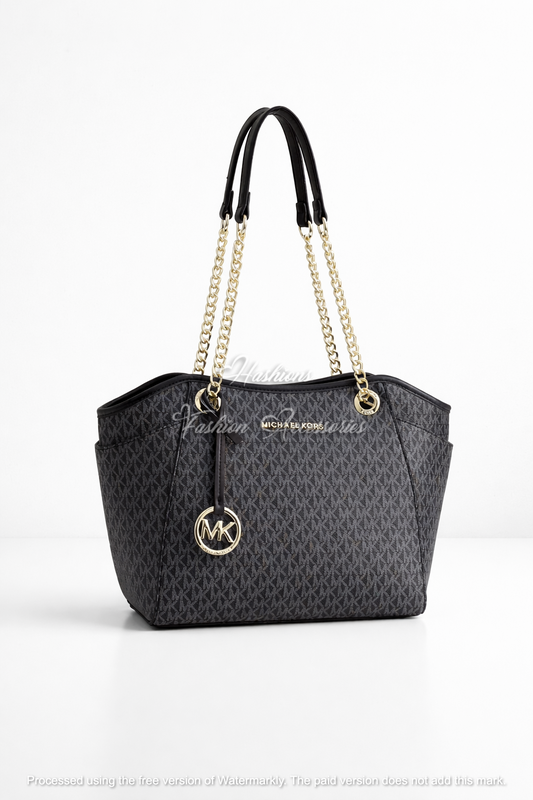 Women’s Signature Monogram Chain Tote – Large Triple Compartment Shoulder Bag
