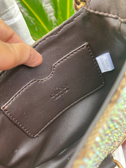 Luxe Crystal Monogram Shoulder Bag