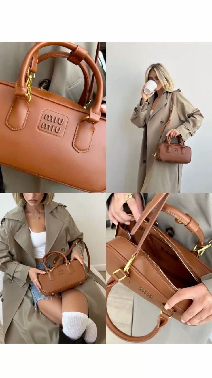 Premium Leather Rectangular Bauletto Bag
