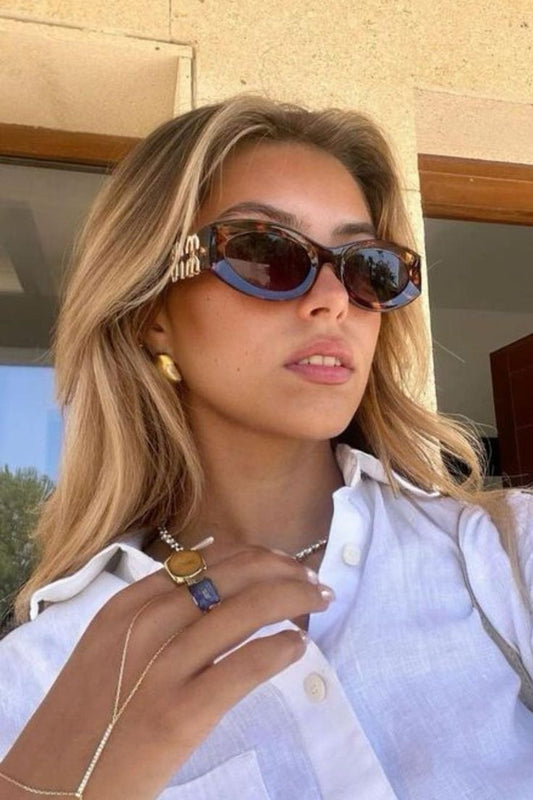 Women’s Retro Oval Cat-Eye Sunglasses – Thick Frame, UV400, Trendy Street Style (4 Colors)