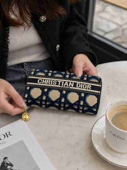 Slim Jacquard Flap Wallet