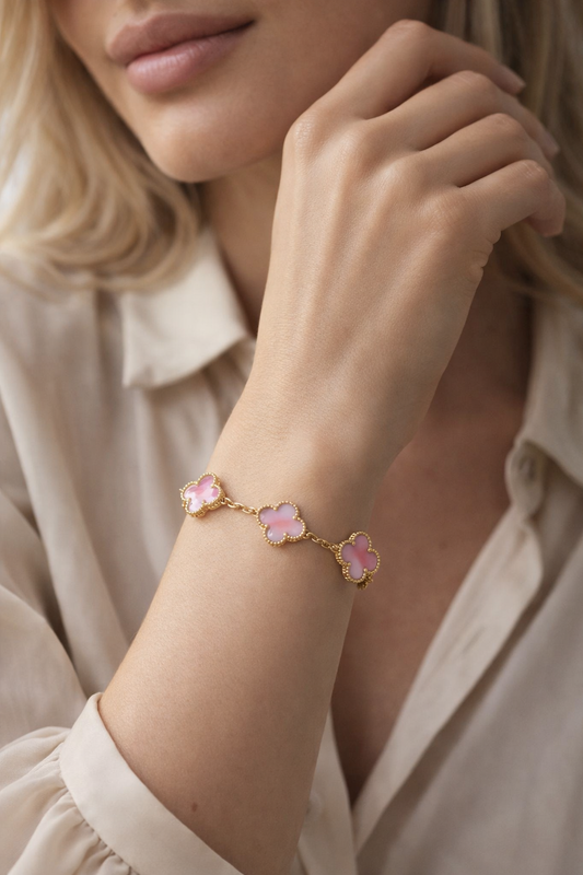 Four-Leaf Clover Bracelet - Gold Plated Floral Chain
