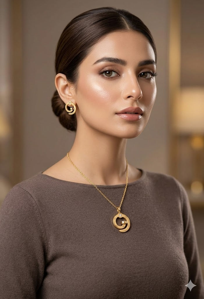 Spiral Screw Necklace & Earrings Set