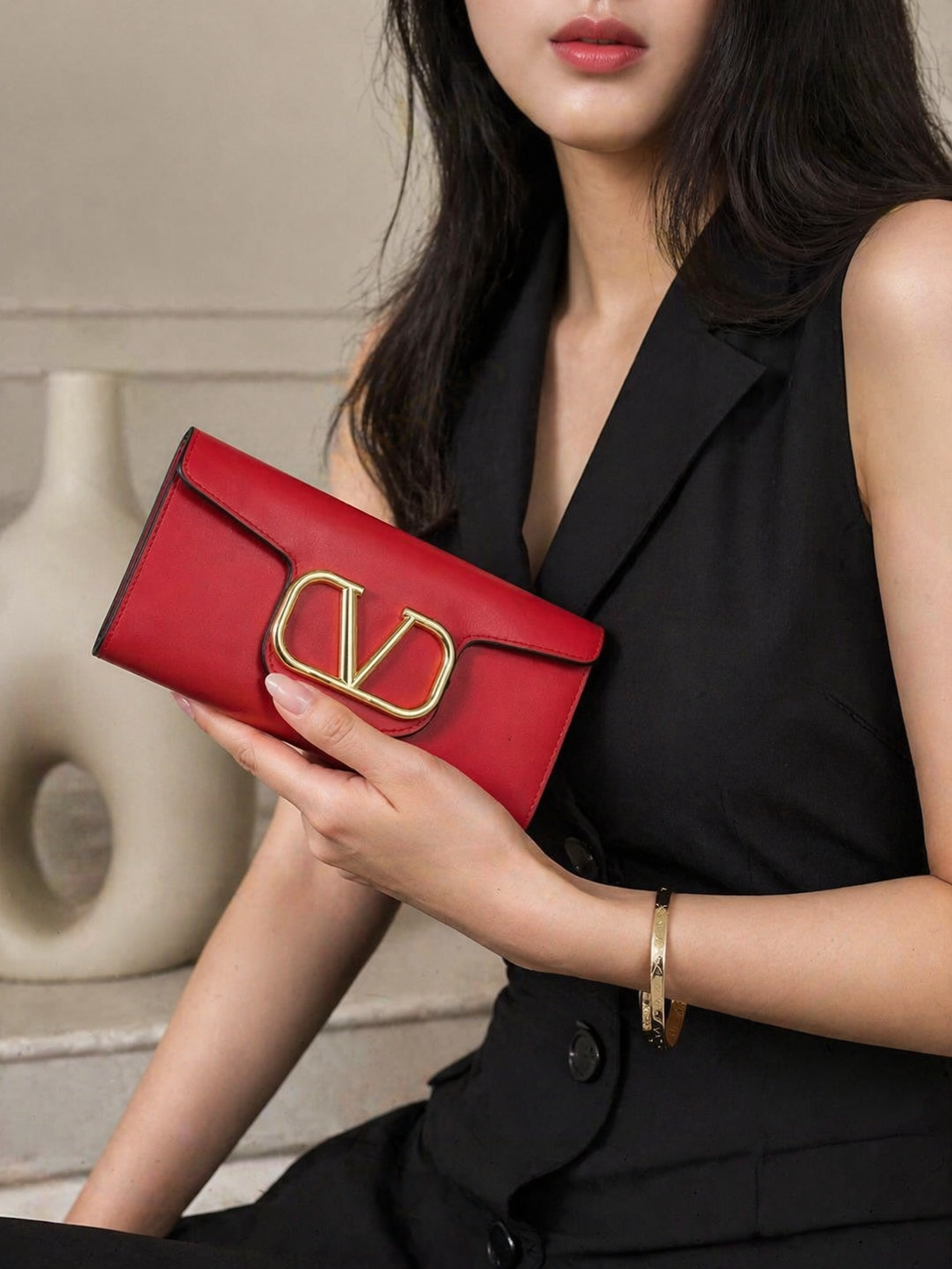 V-Logo Envelope Long Wallet Set
