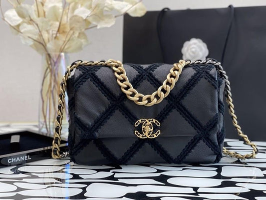 CHAN-EL Flap Bag 19 (Crochet) - Black