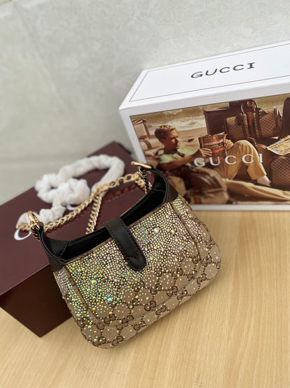 Luxe Crystal Monogram Shoulder Bag