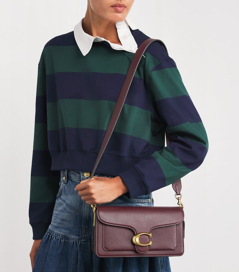 Premium Pebbled Leather Flap Crossbody Bag with Convertible Straps