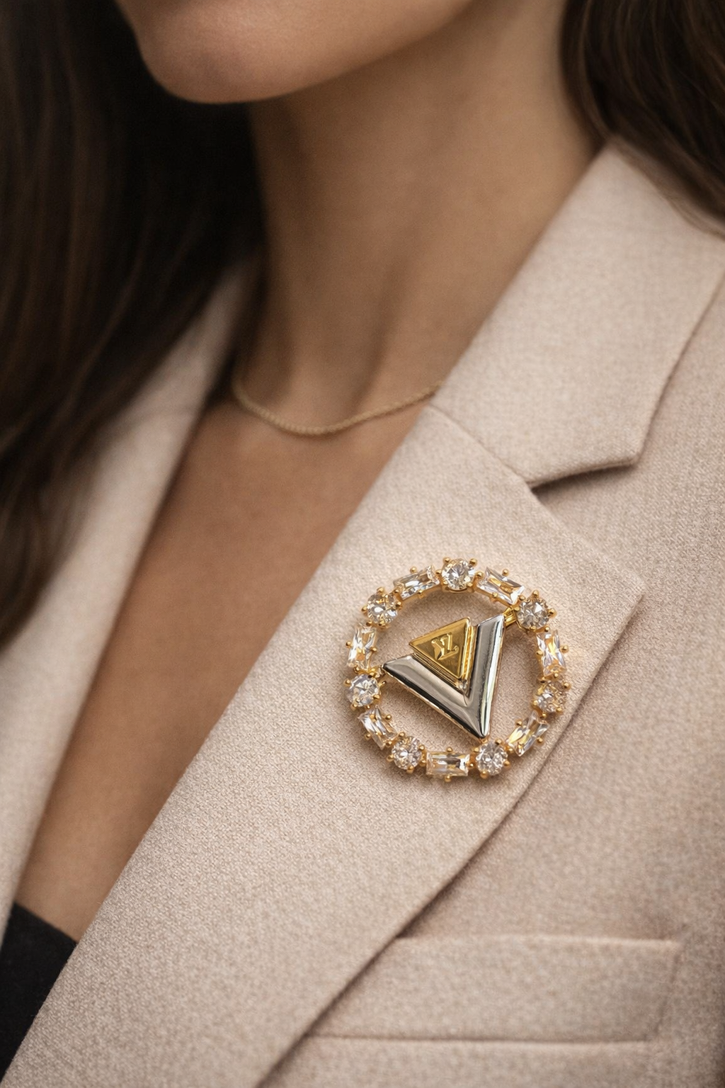 Geometric Crystal Halo Brooch